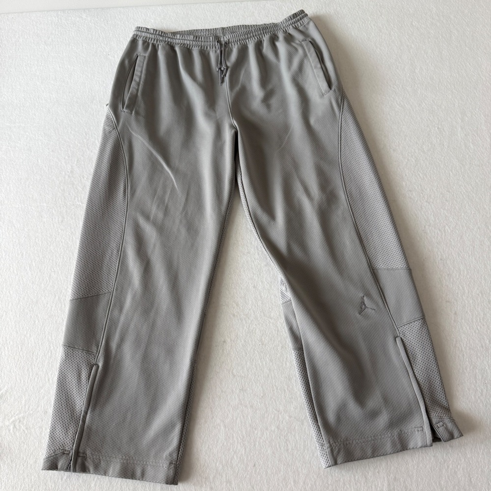 Jordan Athletic Pants Men XL Gray Jumpman Mesh Ankle Zip Track Pants Y2K
